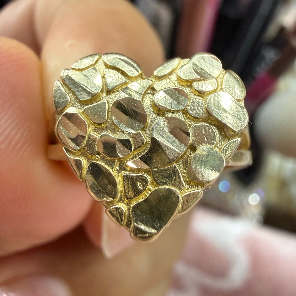 14k heart nugget ring